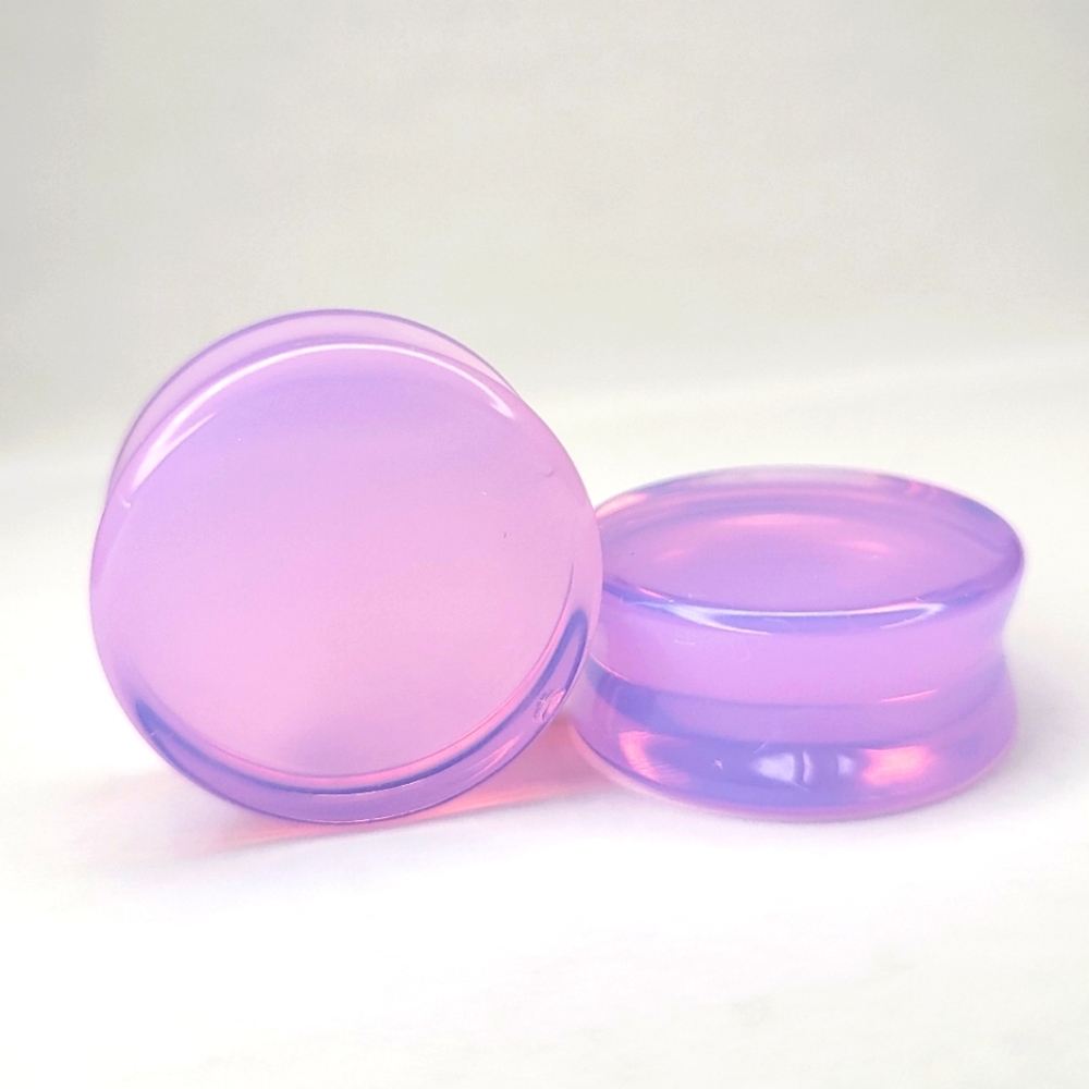 1 inch Pink Opalite Glass Plugs